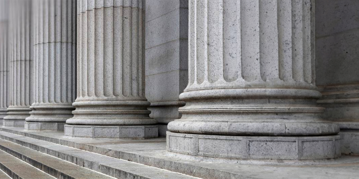 Huge pillars standing in a row.